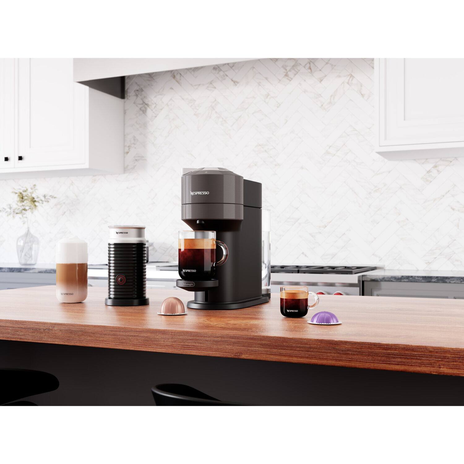 Alt View 15. Nespresso - Vertuo Next Premium Coffee and Espresso Maker in Gray with Aeroccino3 Milk Frother in Black - Grey.
