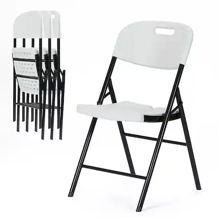 Front. Essen Blissed - Durable Sturdy Blow Moulding Folding Chair Capacity for Event Office Wedding Party Picnic ,White,Set of 4. - White.