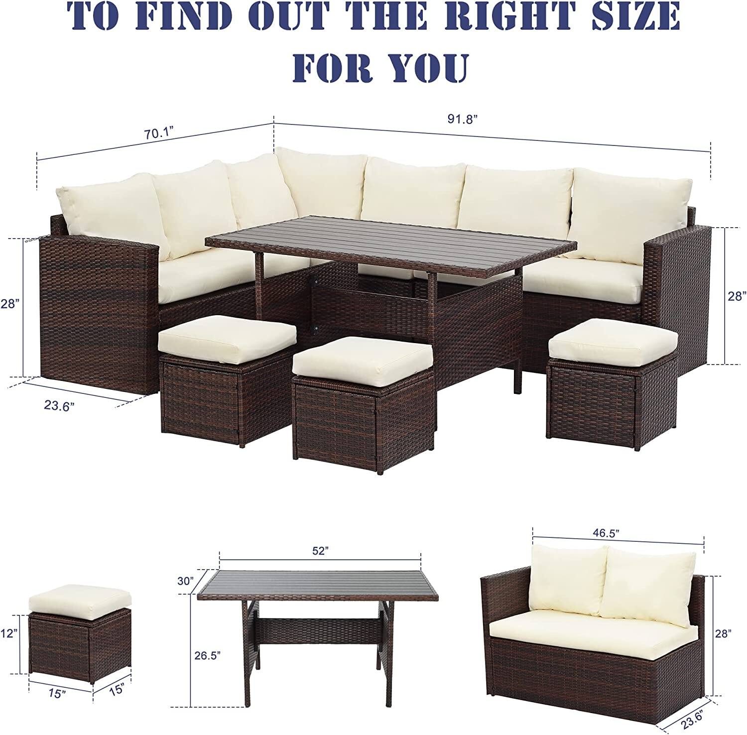 TO FIND OUT THE RIGHT SIZE FOR YOU

70.1"  
91.8"  
28"  
28"  
23.6"  
52"  
46.5"  
30"  
12"  
28"  
26.5"  
15"  
15"  
23.6"