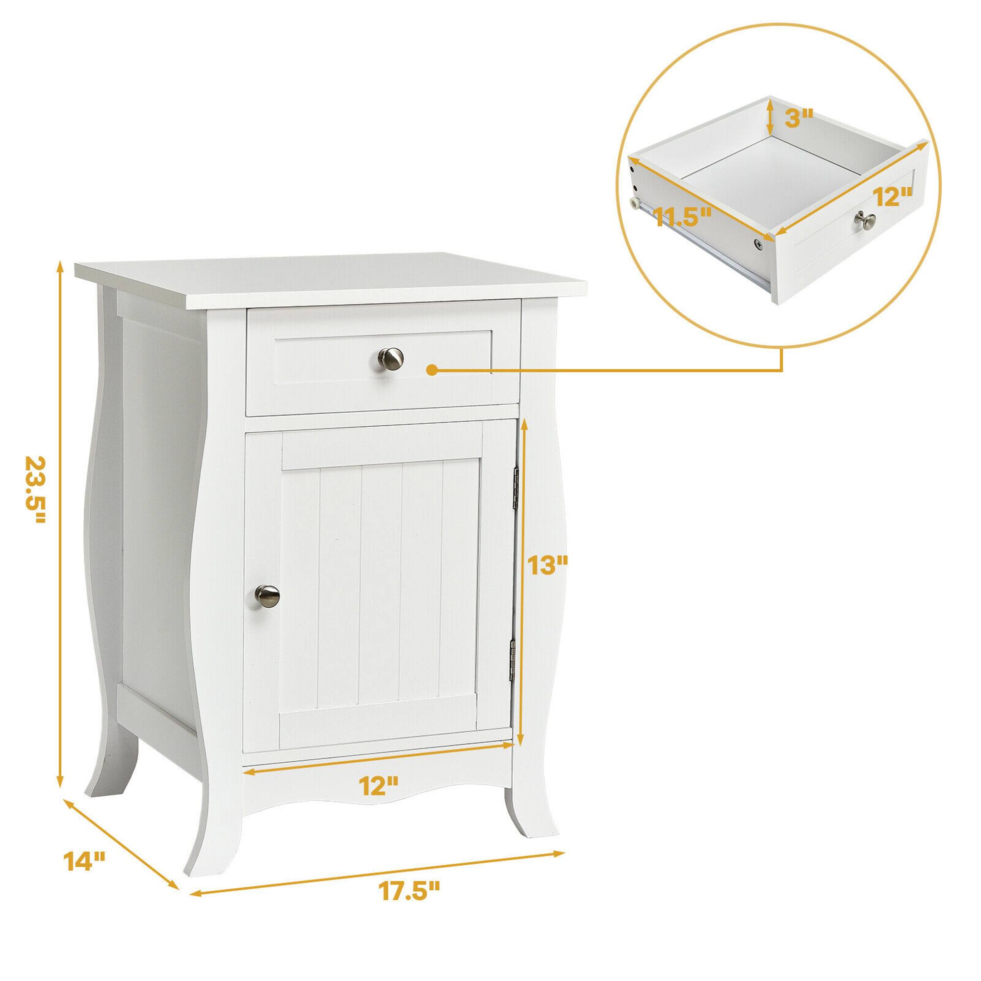 The image shows a white cabinet with a 17.5" height measurement. The cabinet has a 12" width and a 12" depth. The measurements are provided in both inches and centimeters, with the height being 4.42 cm and the width and depth being 30.5 cm.
