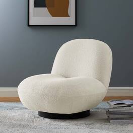 Kindred Boucle Upholstered Upholstered Fabric Swivel Chair by Modway - Black Ivory