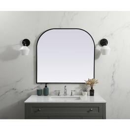 Elegant Decor - Metal Frame Arch Mirror 36x34 Inch - Black