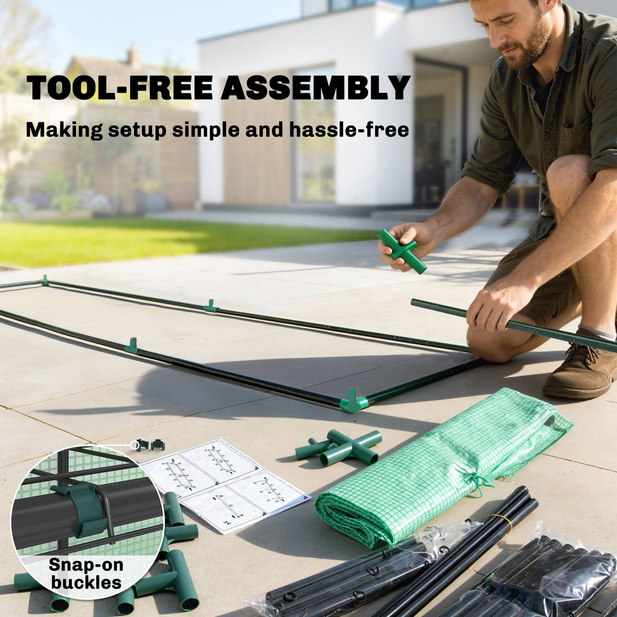 TOOL-FREE ASSEMBLY  
Making setup simple and hassle-free  

Snap-on buckles