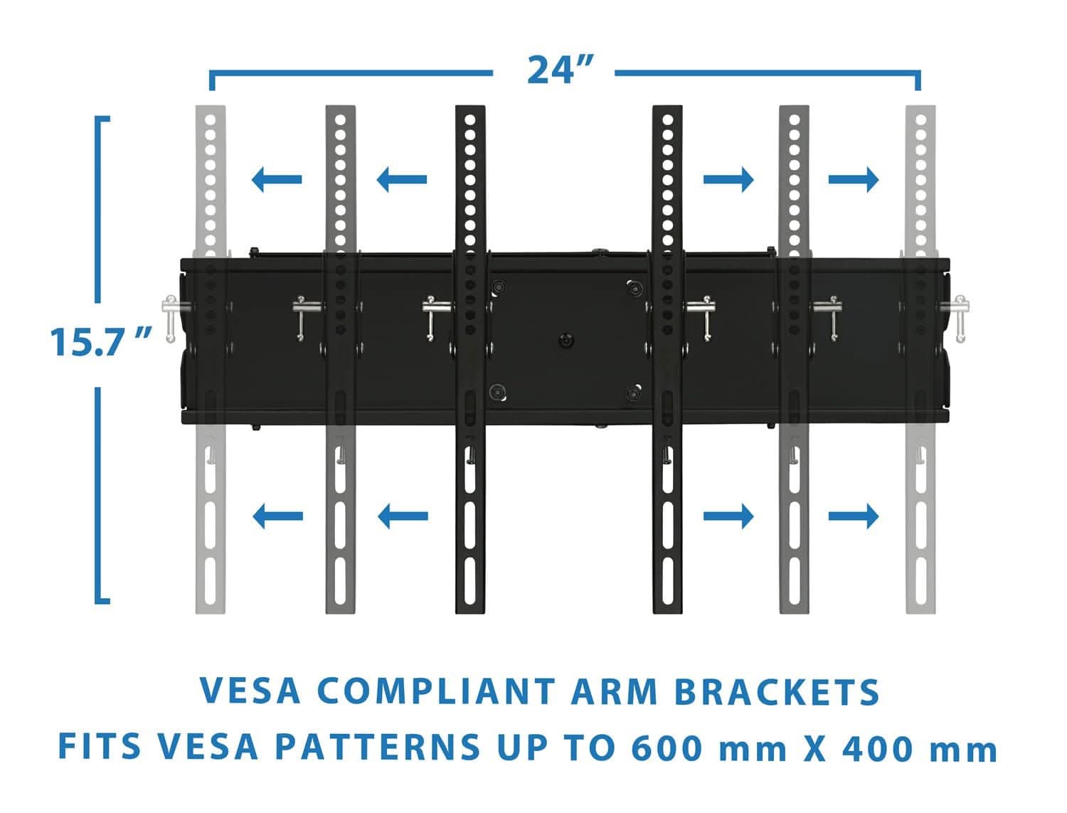 24" 15.7" VESA COMPLIANT ARM BRACKETS FITS VESA PATTERNS UP TO 600 mm X 400 mm