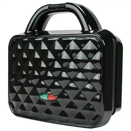 Front. Brentwood - Brentwood Couture Purse Non-Stick Dual Waffle Maker in Black with Indicator Lights - Black.