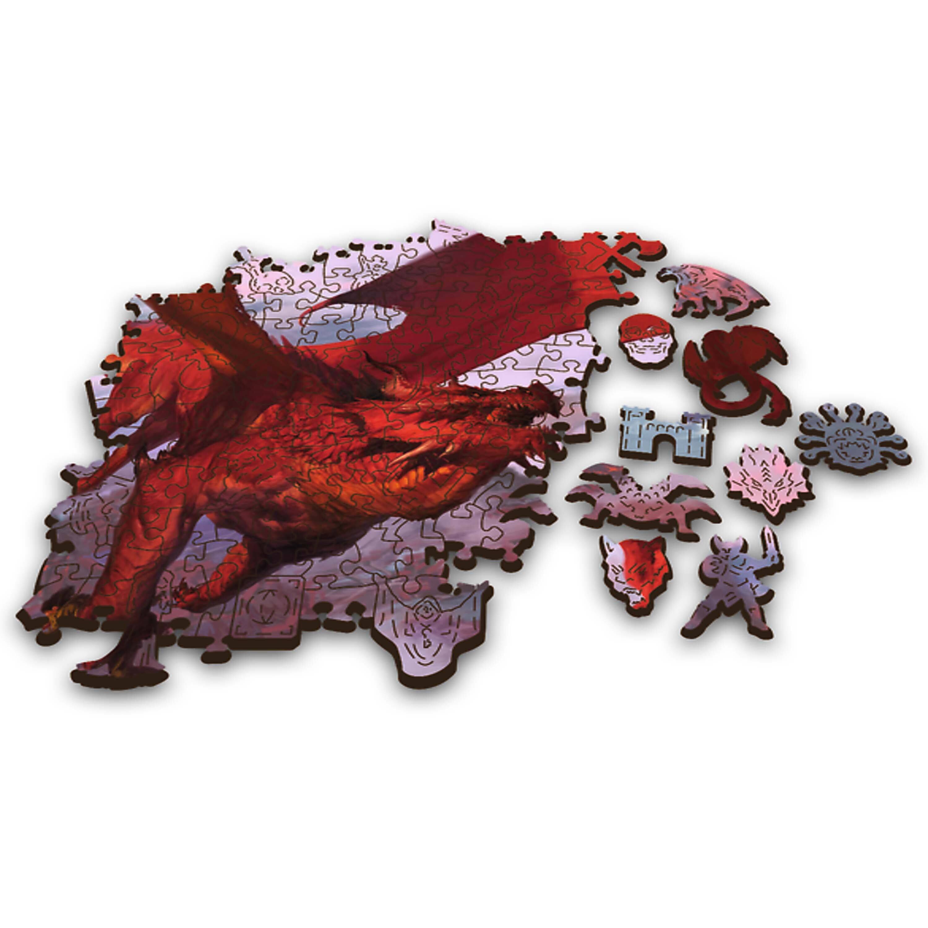 Alt View 2. Trefl - Trefl Wood Craft 501 Piece Wooden Puzzle - Dungeons & Dragons - Ancient Red Dragon.