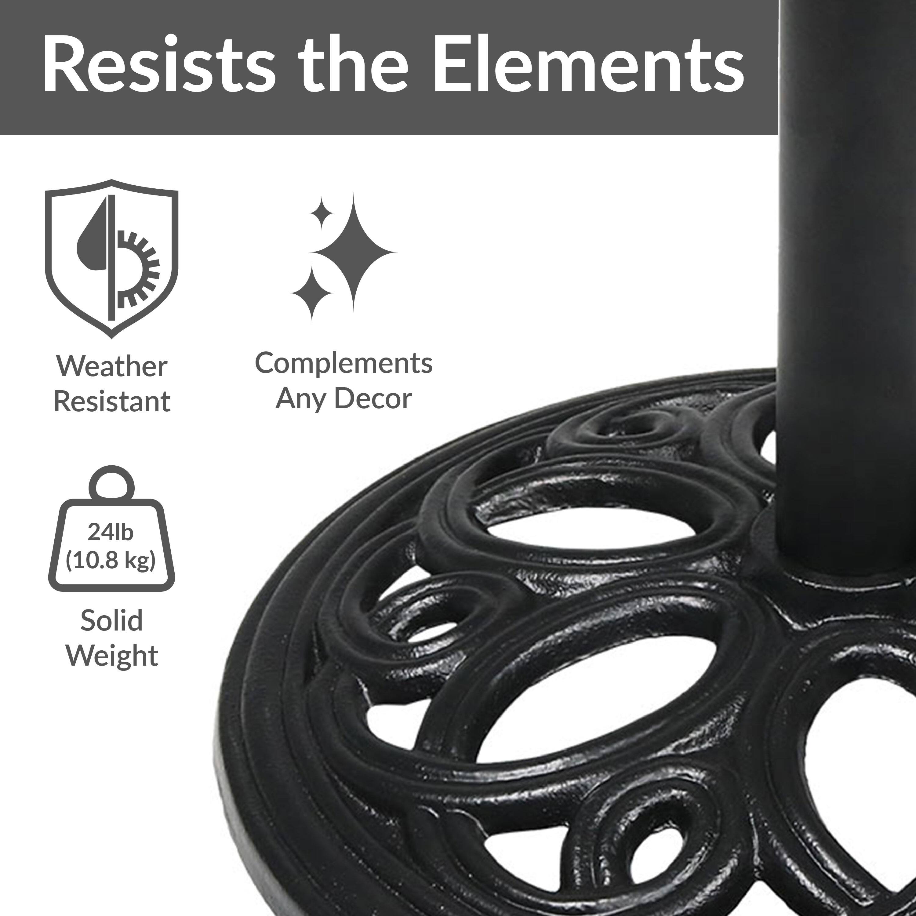 Resists the Elements

- Weather Resistant
- Complements Any Decor
- 24lb (10.8 kg) Solid Weight