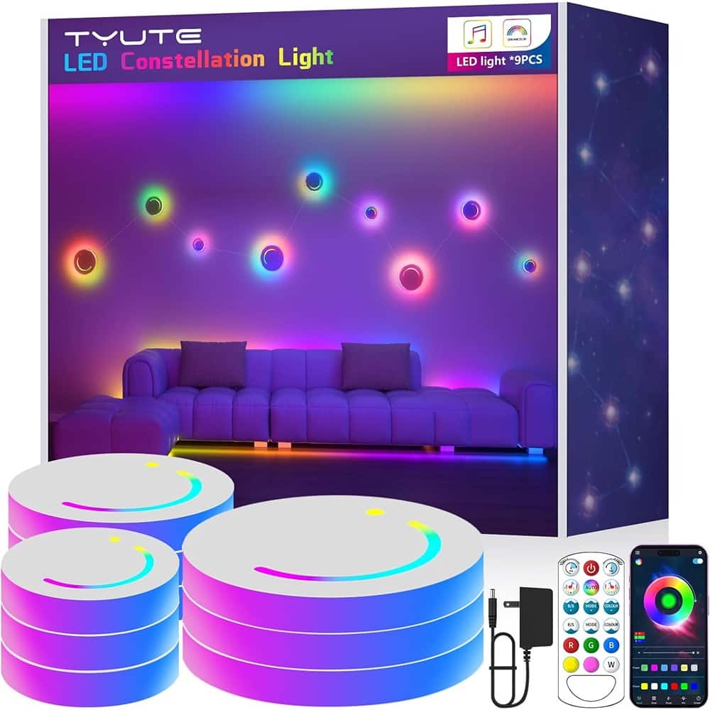 Schertz - Smart LED Constellation Wall Light, RGB Light Panels with App & Remote Control, Music Sync, Colorful LED Strip Wall Scon