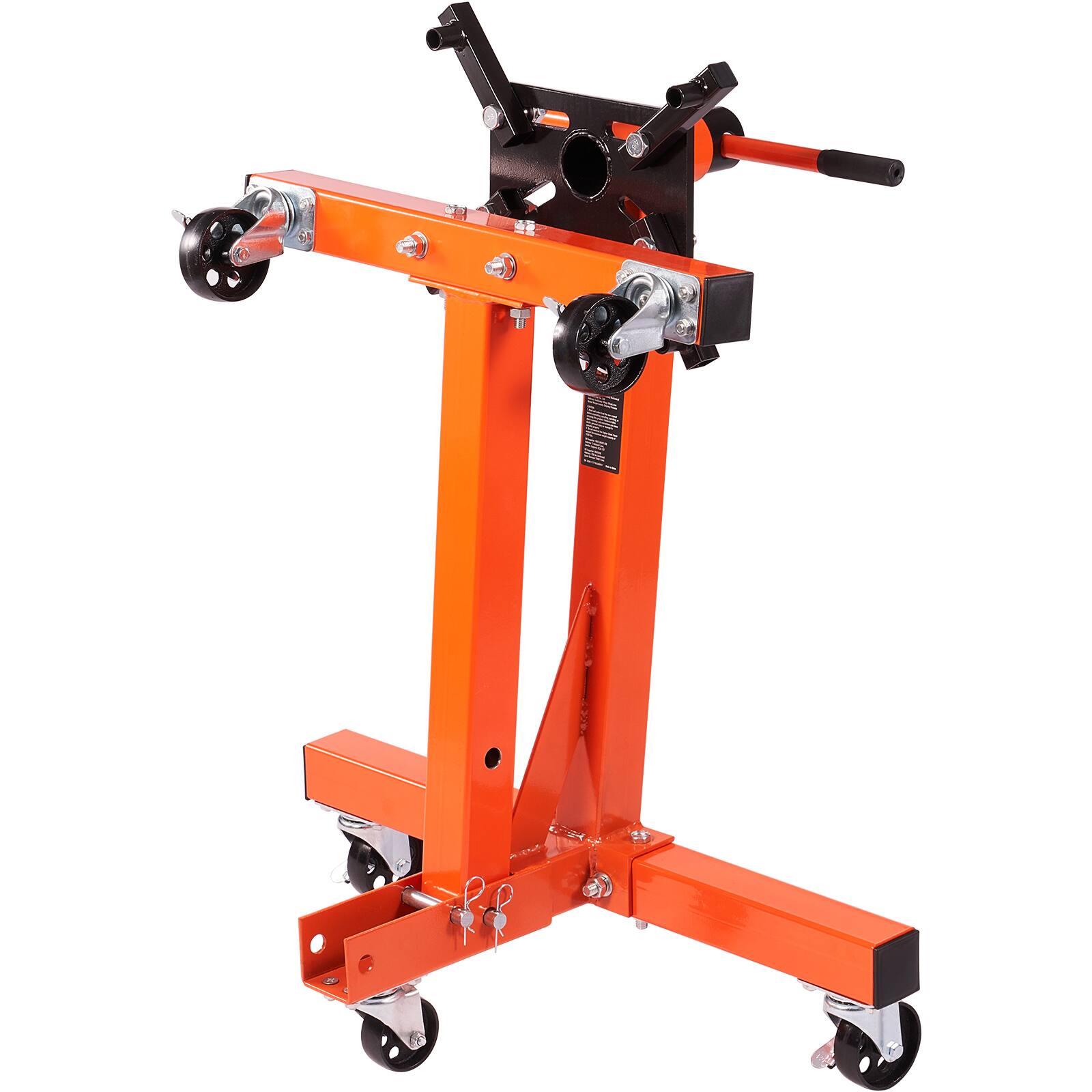 Alt View 5. VEVOR - Engine Stand, 1500 lbs (3/4 Ton) Rotating Engine Motor Stand with 360 Degree Adjustable Head, Cast Iron Folding Motor - Black;Orange.