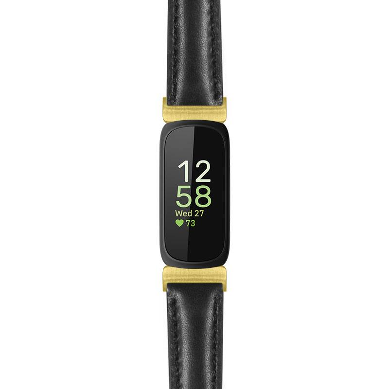 StrapsCo - Everyday Leather Watch Band Strap For Fitbit Inspire 3 (Extra Short) - Black (Yellow Gold Hardware) price history on PriceWatchPro