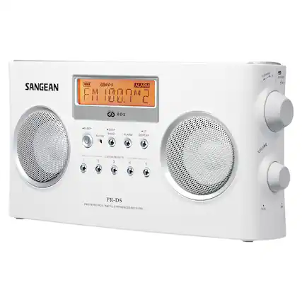 SANGEAN CORDS ALARM FM 1000M 2 - R-D-S TUNING + N SLEEP STEP SAND ALARM AUX IN STATION PRESETS 1 2 3 4 CT DISPLAY 5 VOLUME PR-D5 FM STEREO RDS / AM PLL SYNTHESIZED RECEIVER