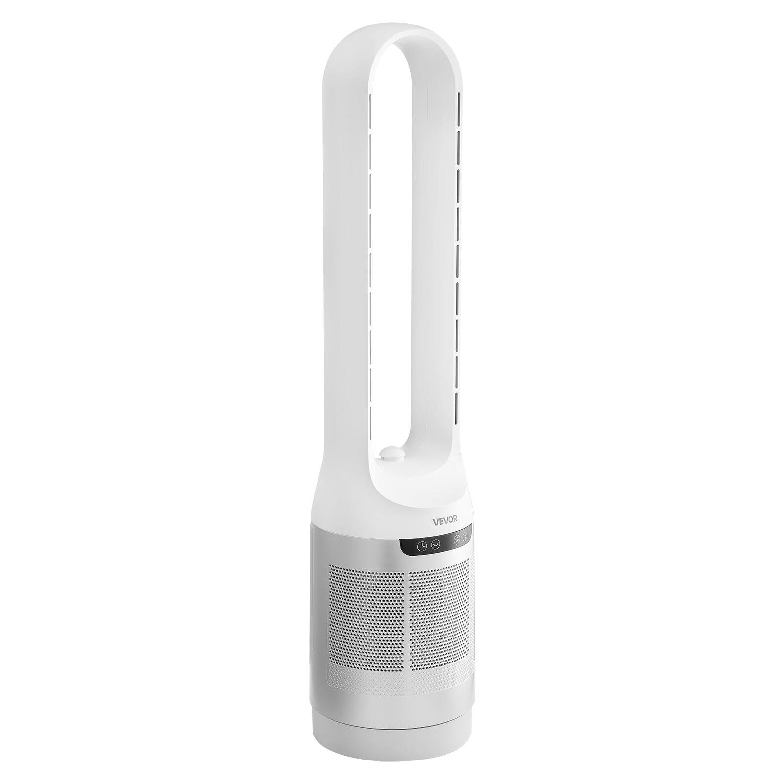 Alt View 5. VEVOR - Bladeless Tower Fan, 65° Oscillating Standing Fan, 12 Speeds & 4 Modes & 8H Timer, 14.76 ft/s High Velocity Floor Air - White.