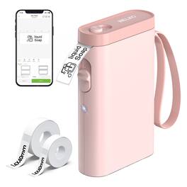Nelko - P21 Bluetooth Thermal Label Printer + 14*40 100pcs roll + 14*40 180pcs roll - Pink