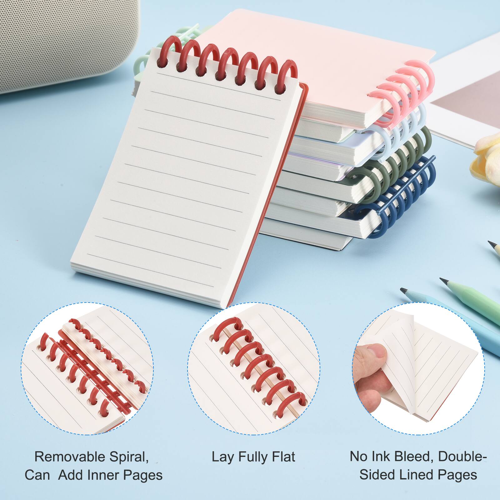 Unique Bargains 2pcs 3x5 Inch Aesthetic Pocket Notebooks, Plastic Ring ...