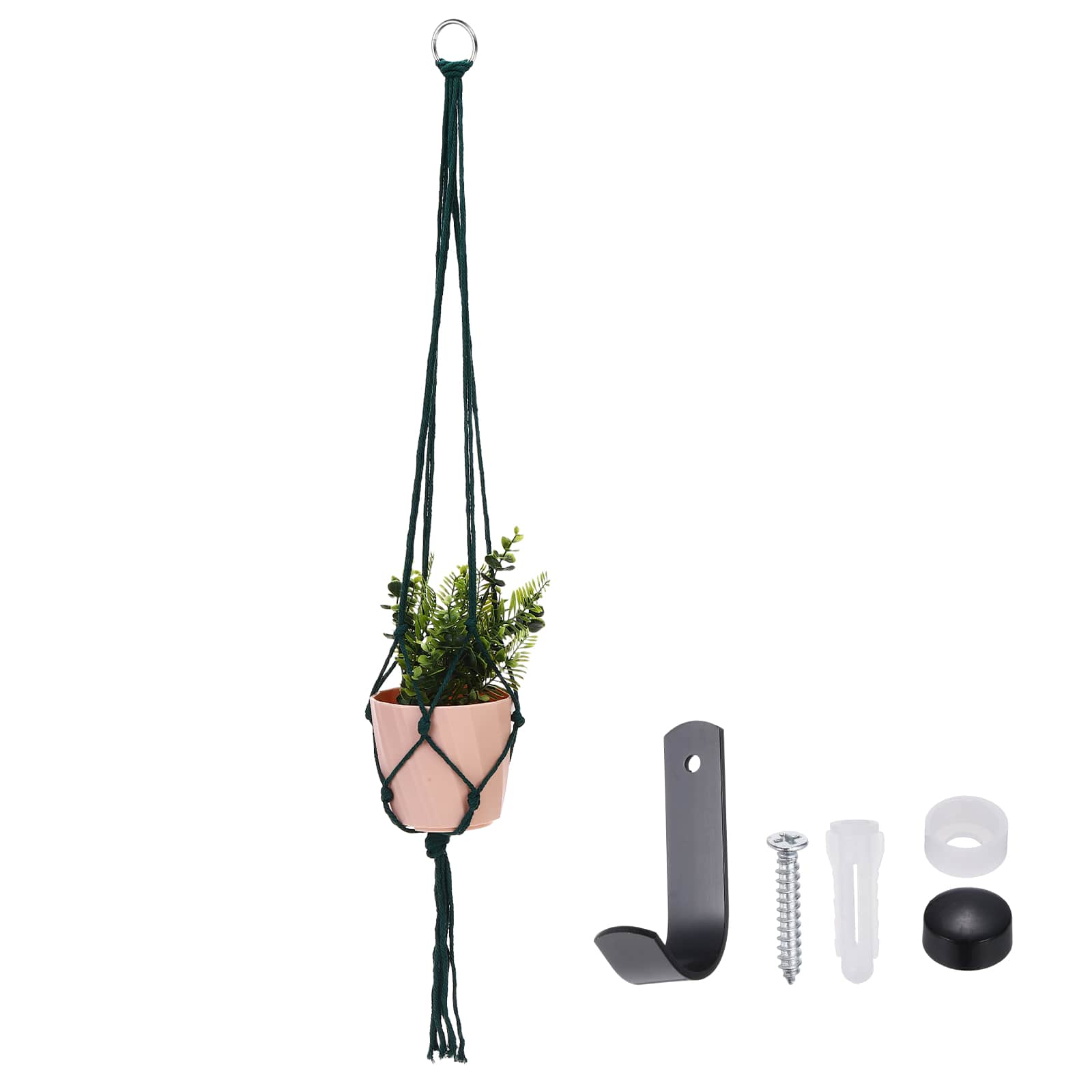 Unique Bargains - Macrame Plant Hanger, 41 Inch Hanging Planter w/ Hook Tassels Decorative Crochet Cotton Rope for Home Decor - Dark Green price history on PriceWatchPro