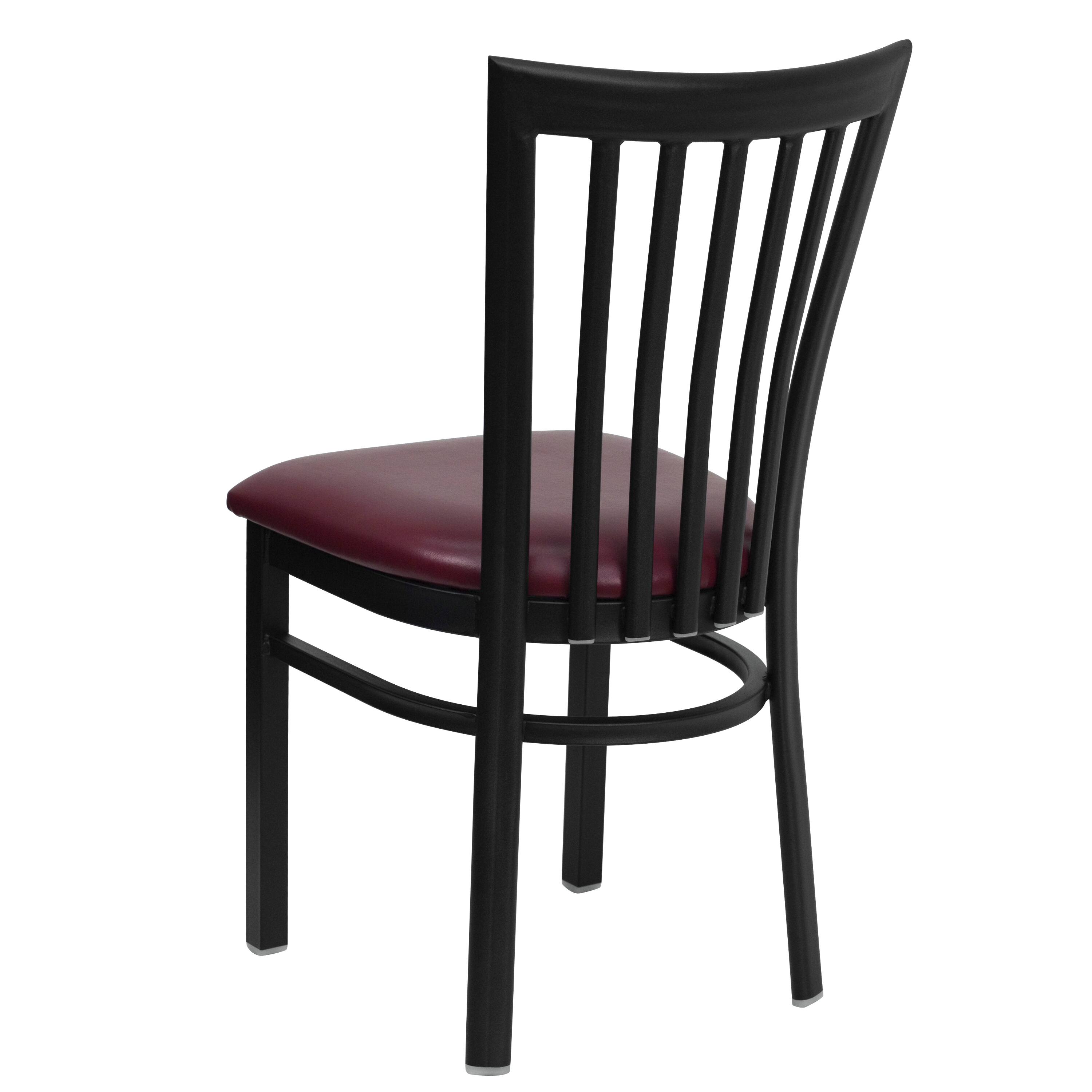 Alt View 5. Emma + Oliver - School House Back Metal Restaurant Dining Chair - Burgundy Vinyl Seat/Black Metal Frame.