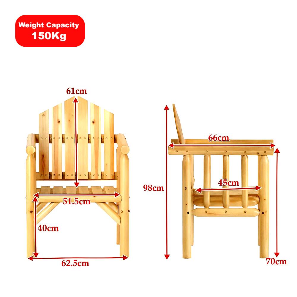 Left. Hivvago - Wooden Patio Dining Armchair with Sturdy Frame for Outdoor Seating - Natural.