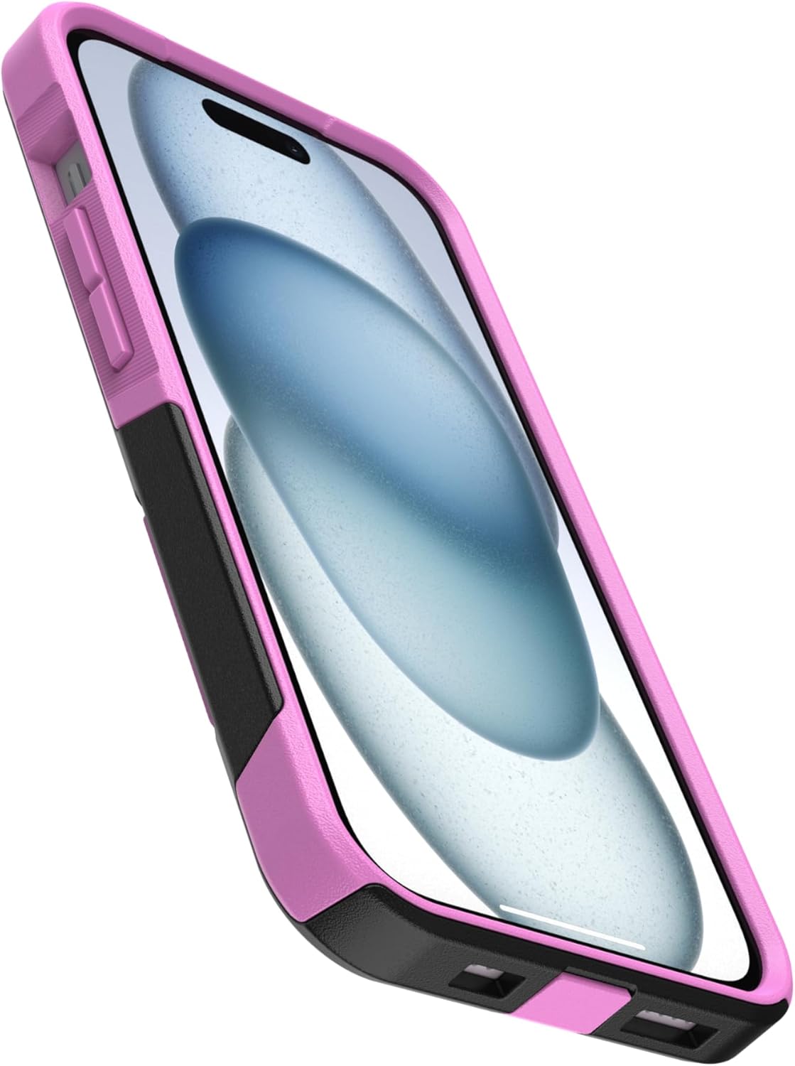 Back. OtterBox - OtterBox - Commuter Series Hard Shell Case for Apple iPhone 16e, Apple iPhone 15, Apple iPhone 14, & Apple iPhone 13 - Midnight Mauve (Black & Pink).