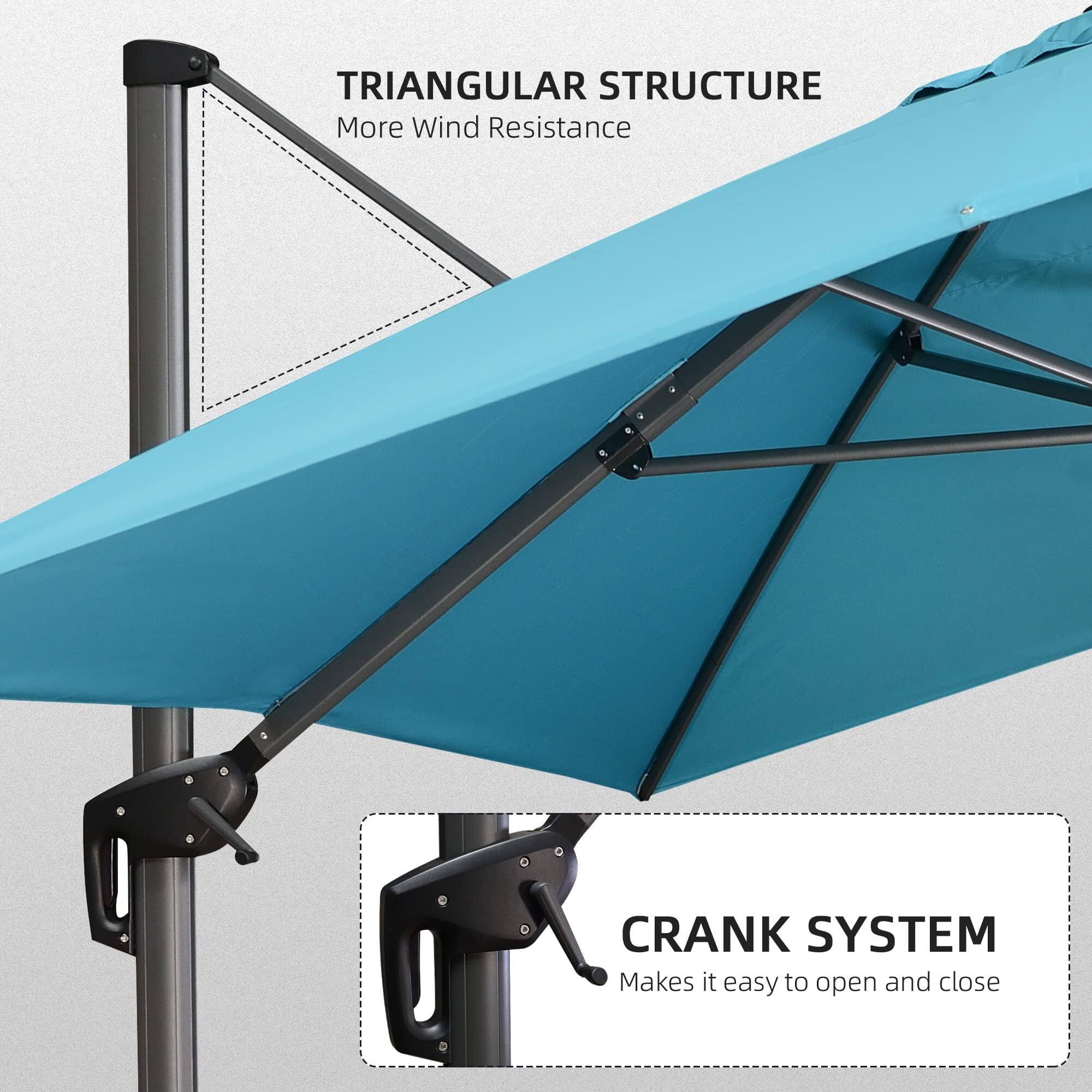 TRIANGULAR STRUCTURE  
More Wind Resistance  

CRANK SYSTEM  
Makes it easy to open and close