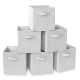 Casafield - (Set of 6) Collapsible Fabric Cubes - Storage Bins - White