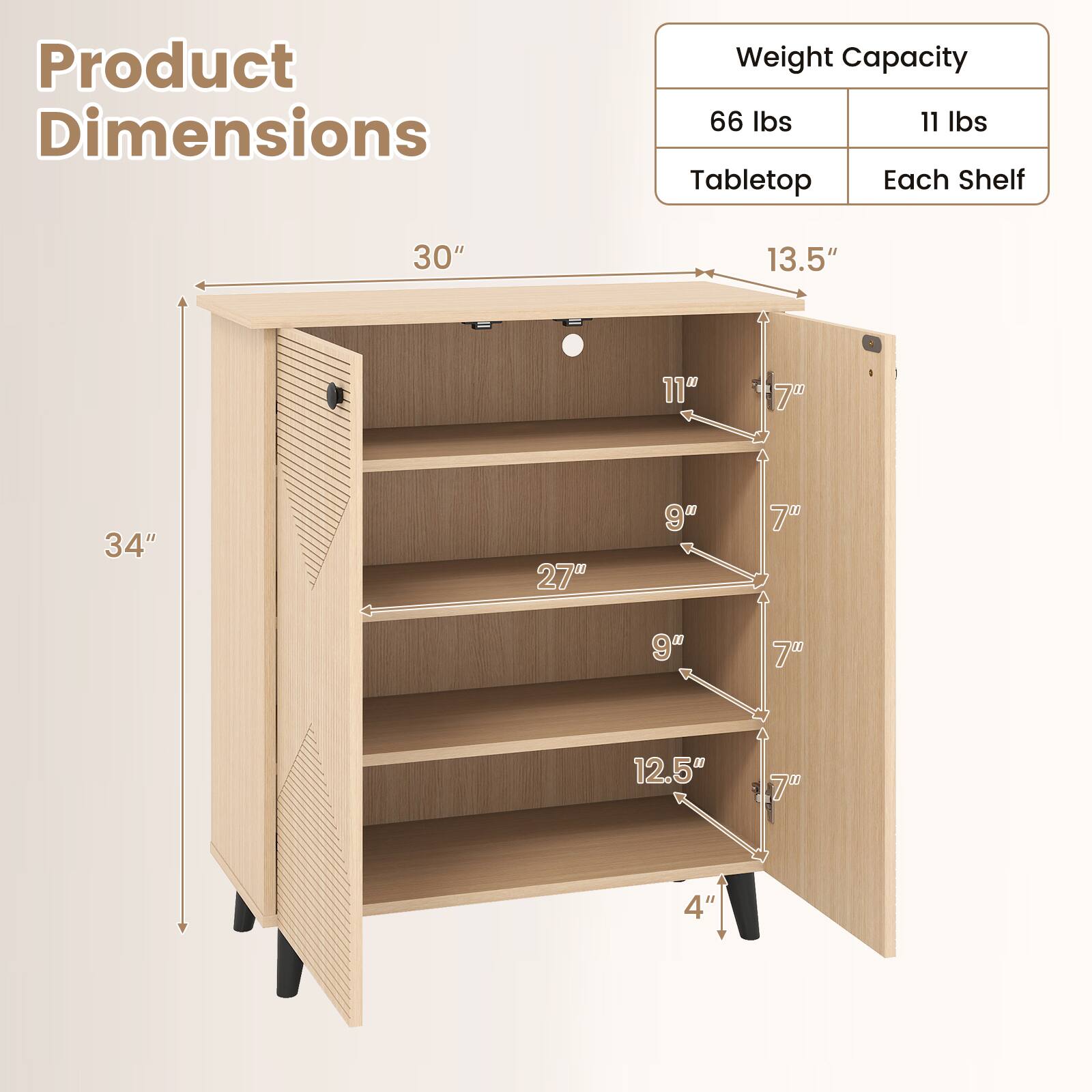 Costway Freestanding Footwear Storage Unit Boasts Stylish Carved Panels ...