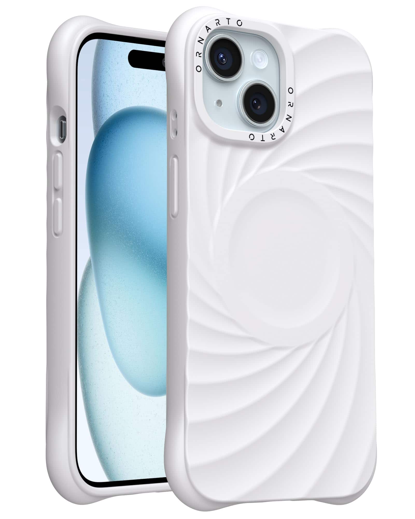 Photos - Case Ornarto - Vortuxe for Liquid Silicone iPhone 15  6.1", Drop Protection, Compatible with MagSafe - White BB-GJ-FB-IP15-61