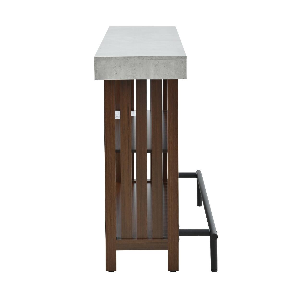 Alt View 8. Loheer - Loheer Bar Table with Wine Storage, Counter Height Dining Table with Footrest and Slatted Panels - Natural and Gray.