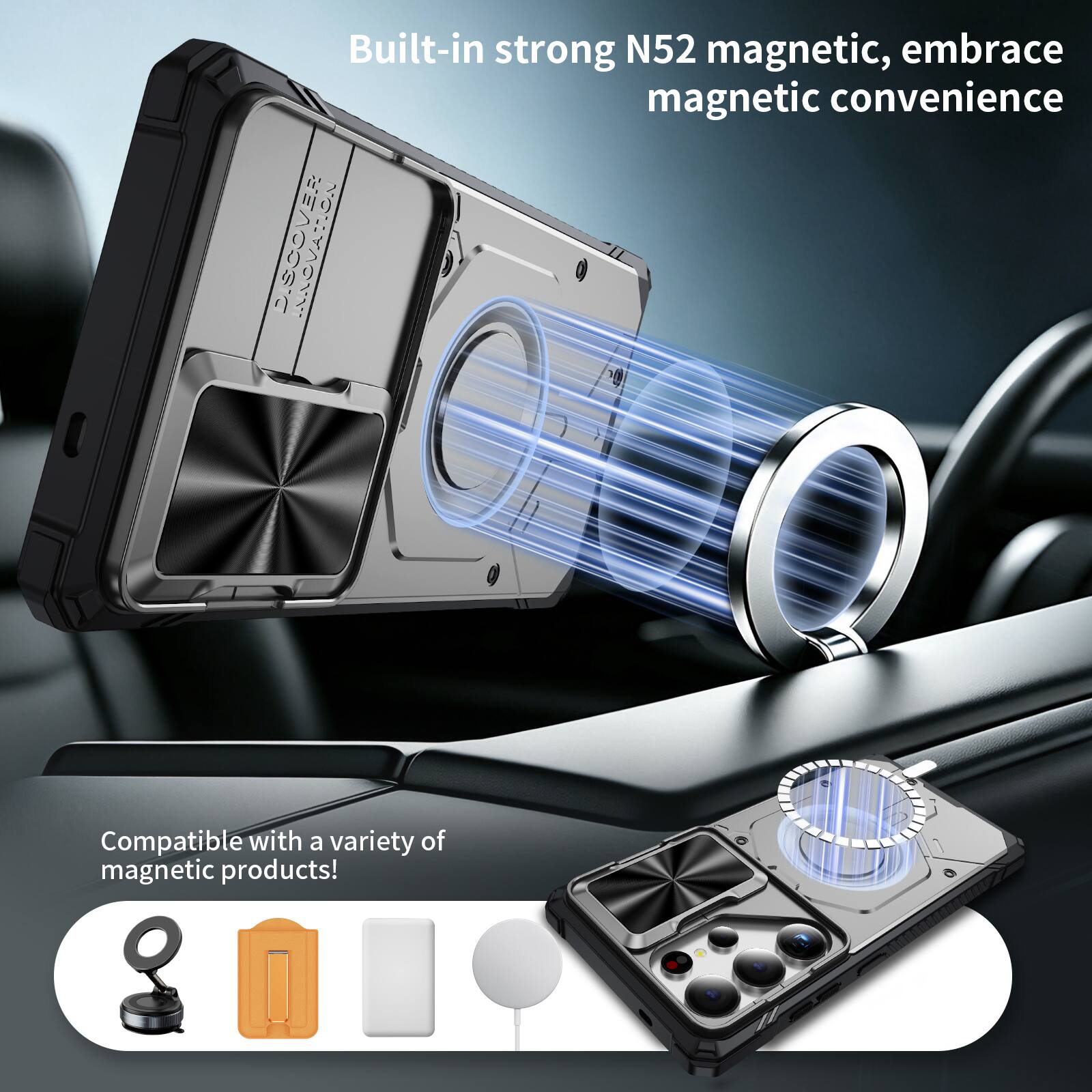 Built-in strong N52 magnetic, embrace magnetic convenience

Compatible with a variety of magnetic products!