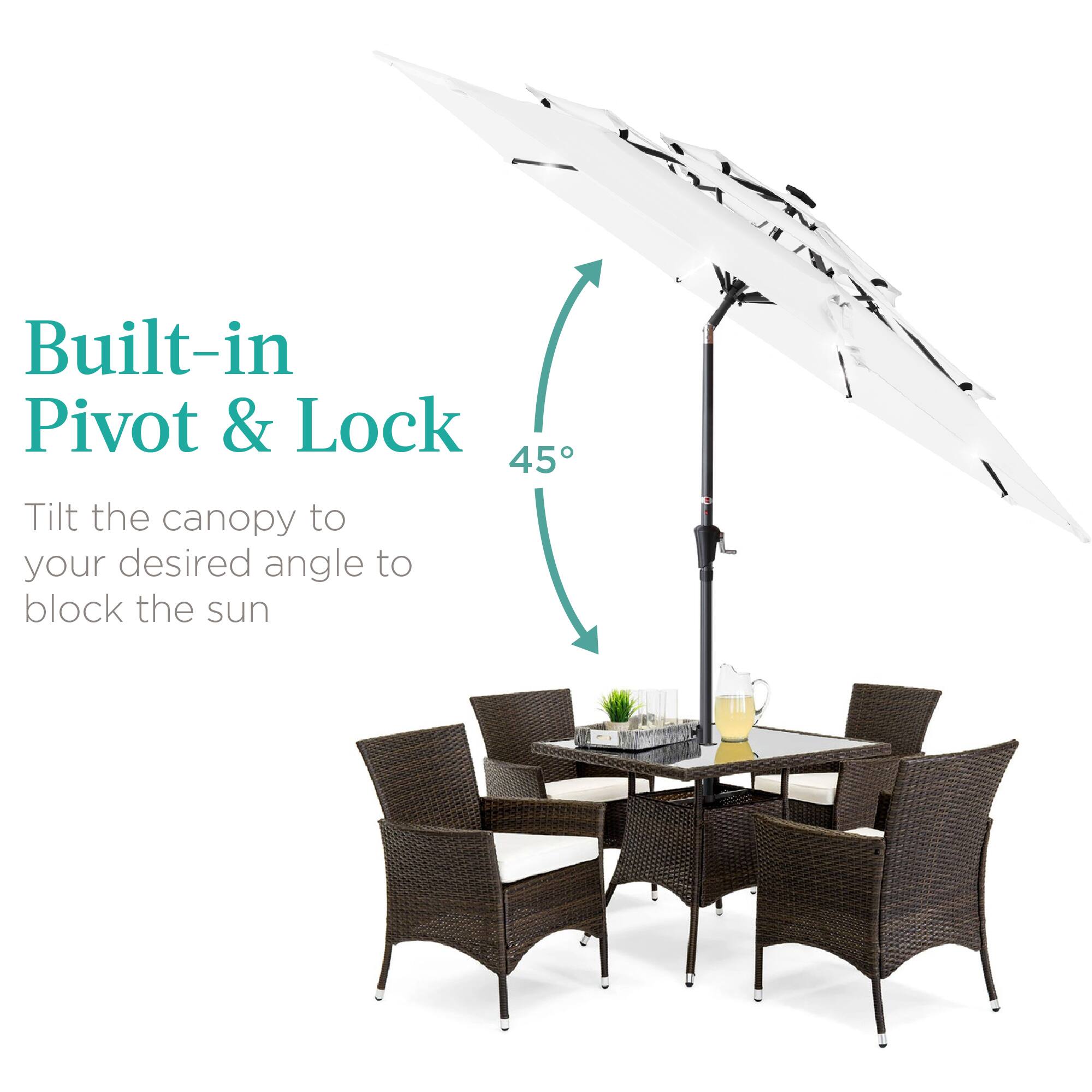 Built-in Pivot & Lock

Tilt the canopy to your desired angle to block the sun