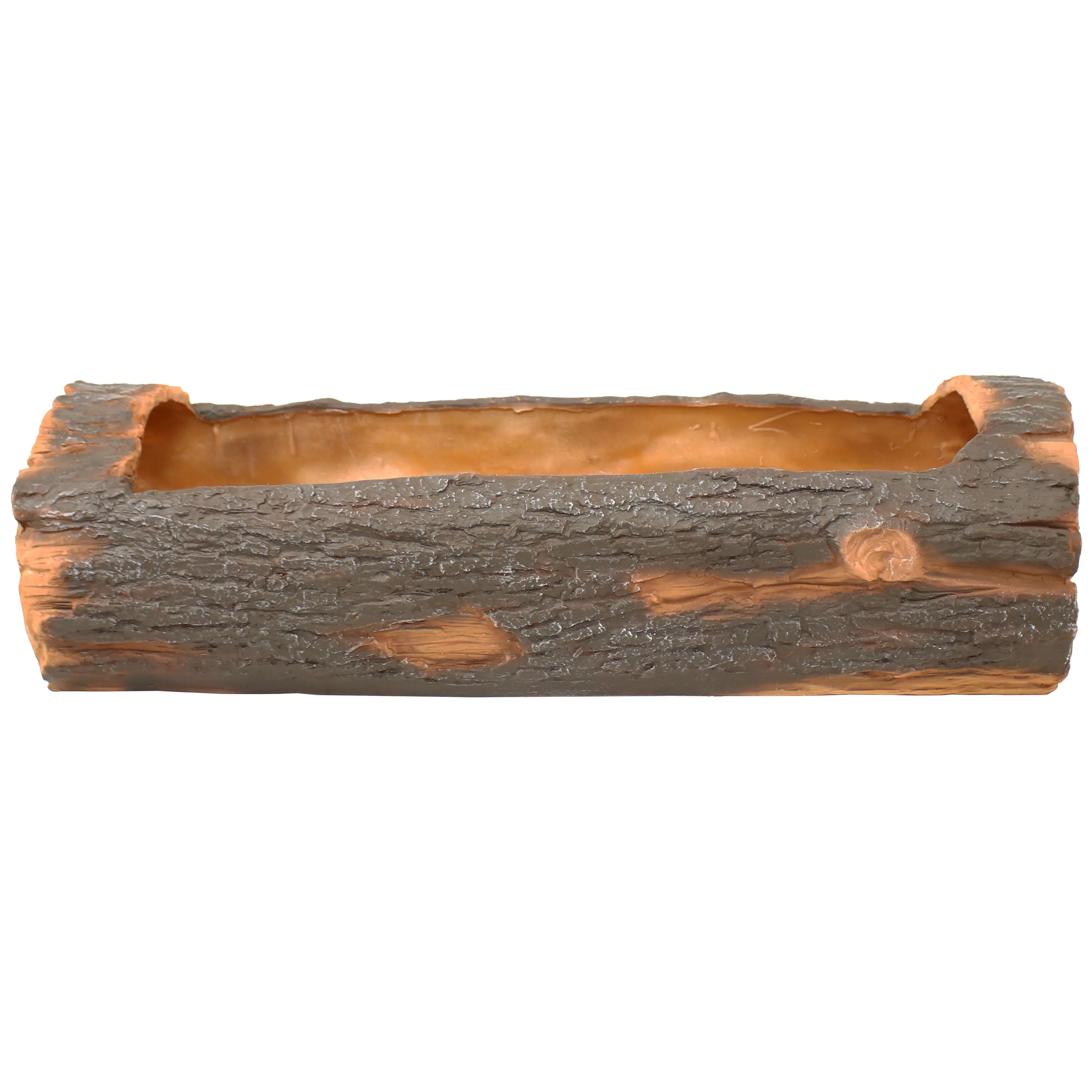Alt View 6. Sunnydaze - 35 in Polyresin Rustic Outdoor Raised Log Flower Pot Planter - Brown.