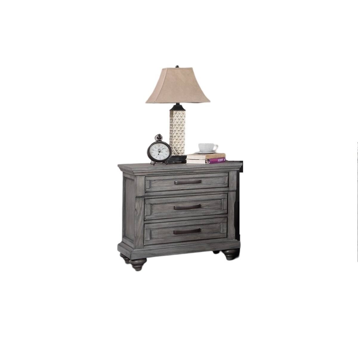 Alt View 1. Loheer - Loheer Antique Gray Oak Nightstand, Contemporary Bedroom Storage - Antique Gray.
