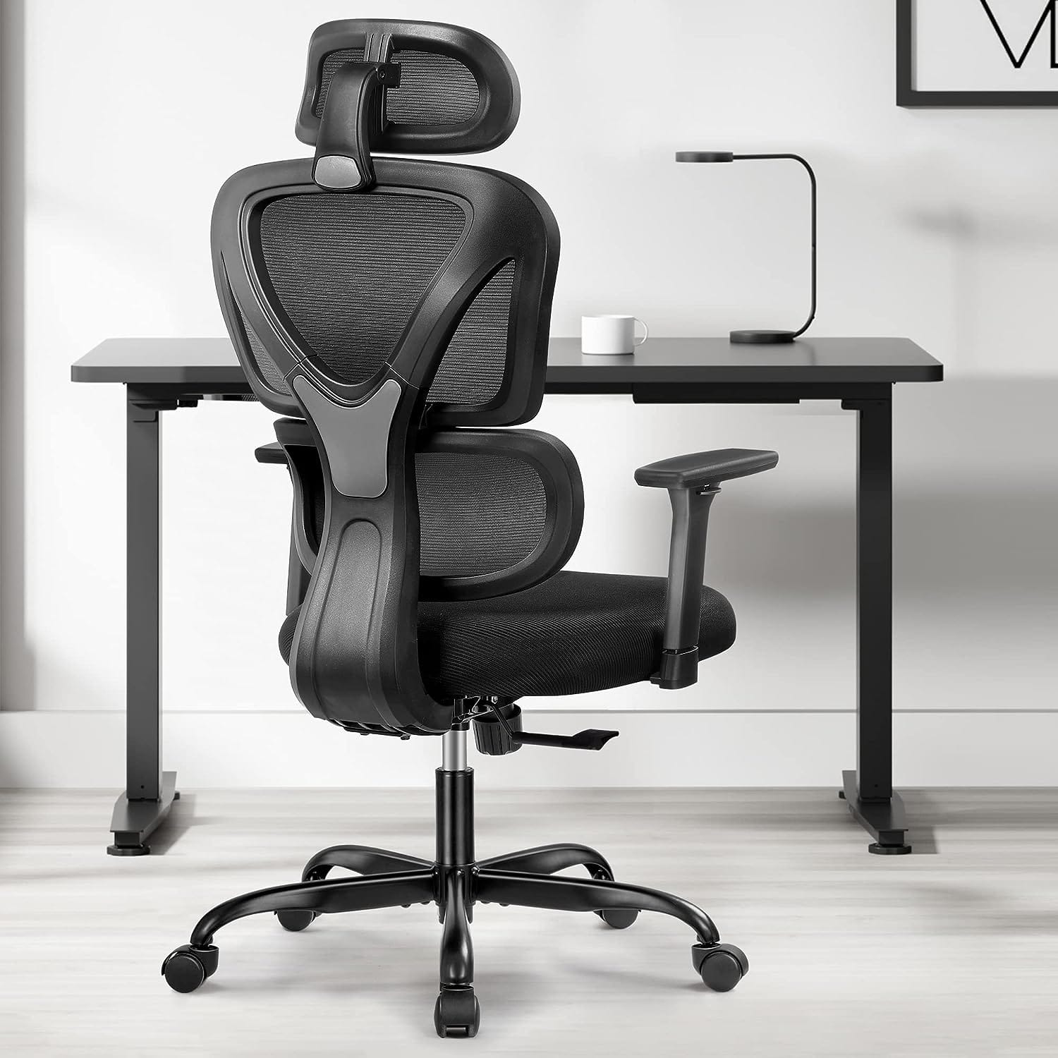 Front. KERDOM - Ergonomic High Back Breathable Mesh Office Chair with Headrest and 3D Armrests - Home Desk Chair Task Chair Gaming Chair - Black.
