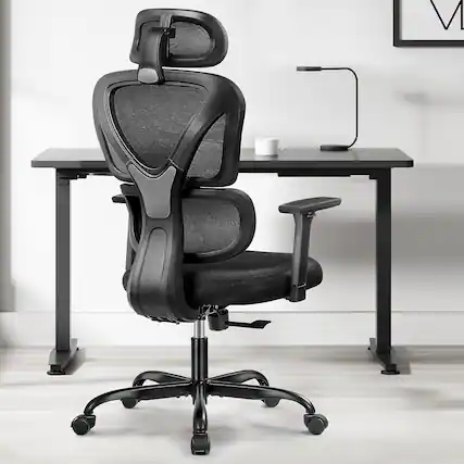 Front. KERDOM - Ergonomic High Back Breathable Mesh Office Chair with Headrest and 3D Armrests - Home Desk Chair Task Chair Gaming Chair - Black.