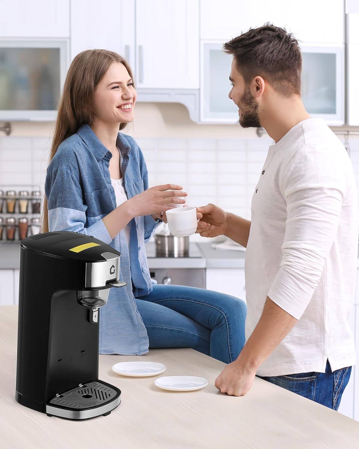 Alt View 2. GARVEE - Single Serve Coffee Maker Small K Pod Coffee Machine for Capsule Ground Tea Bag Hot & Iced Coffee Maker 18.6 Oz Tank - BALCK.