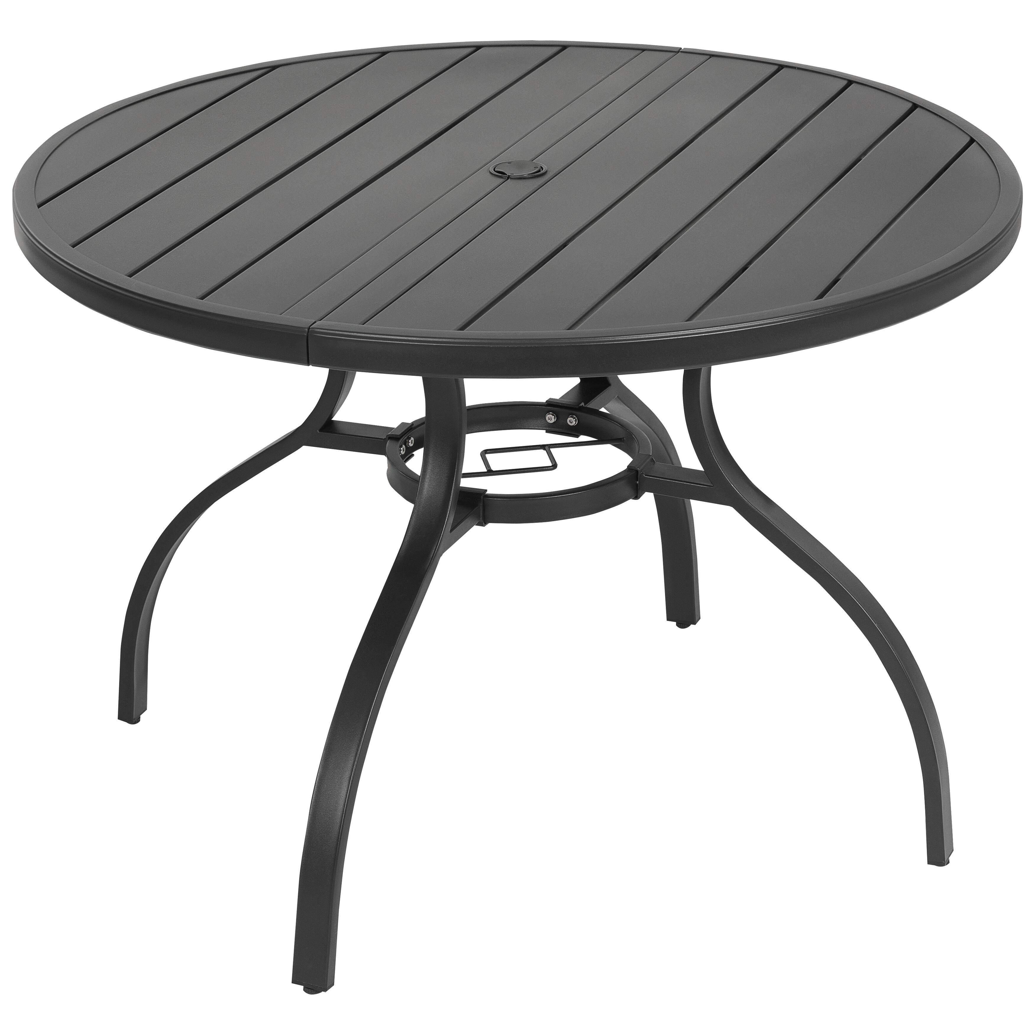 Alt View 9. Nuu Garden - Outdoor 5-Piece Metal Patio Dining Set with Umbrella Hole, Stackable Chairs - Black.