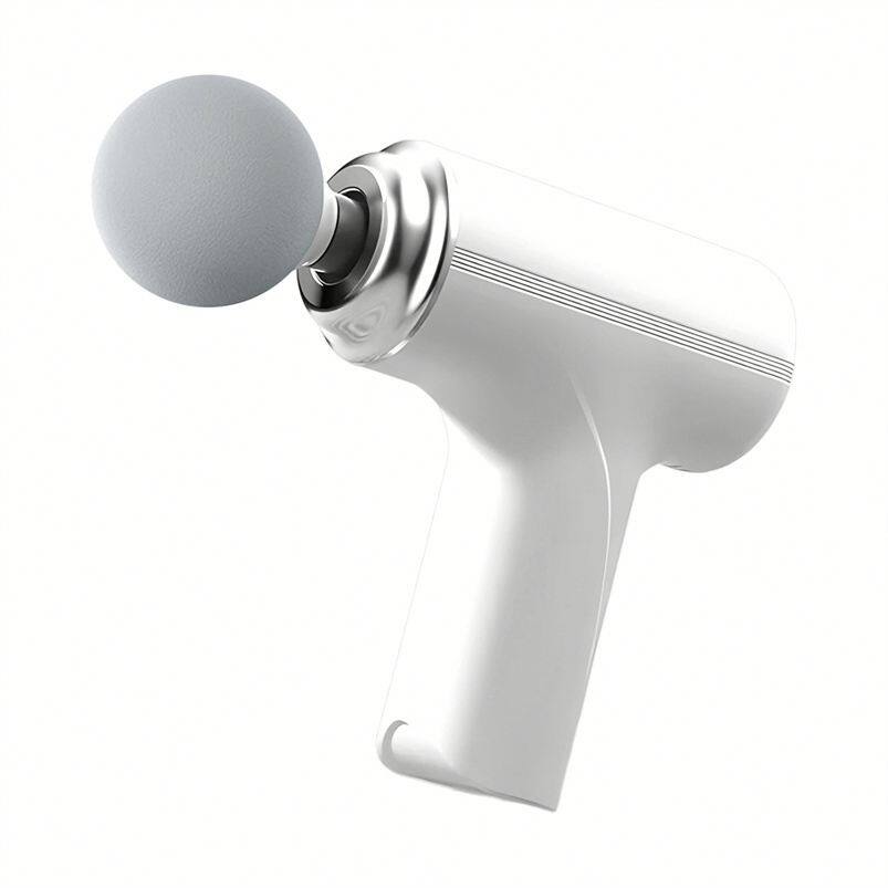 Alt View 2. Cluzine - Mini Massage Gun Portable Travel Size 6 Speeds 4 Heads Timer Control - White.