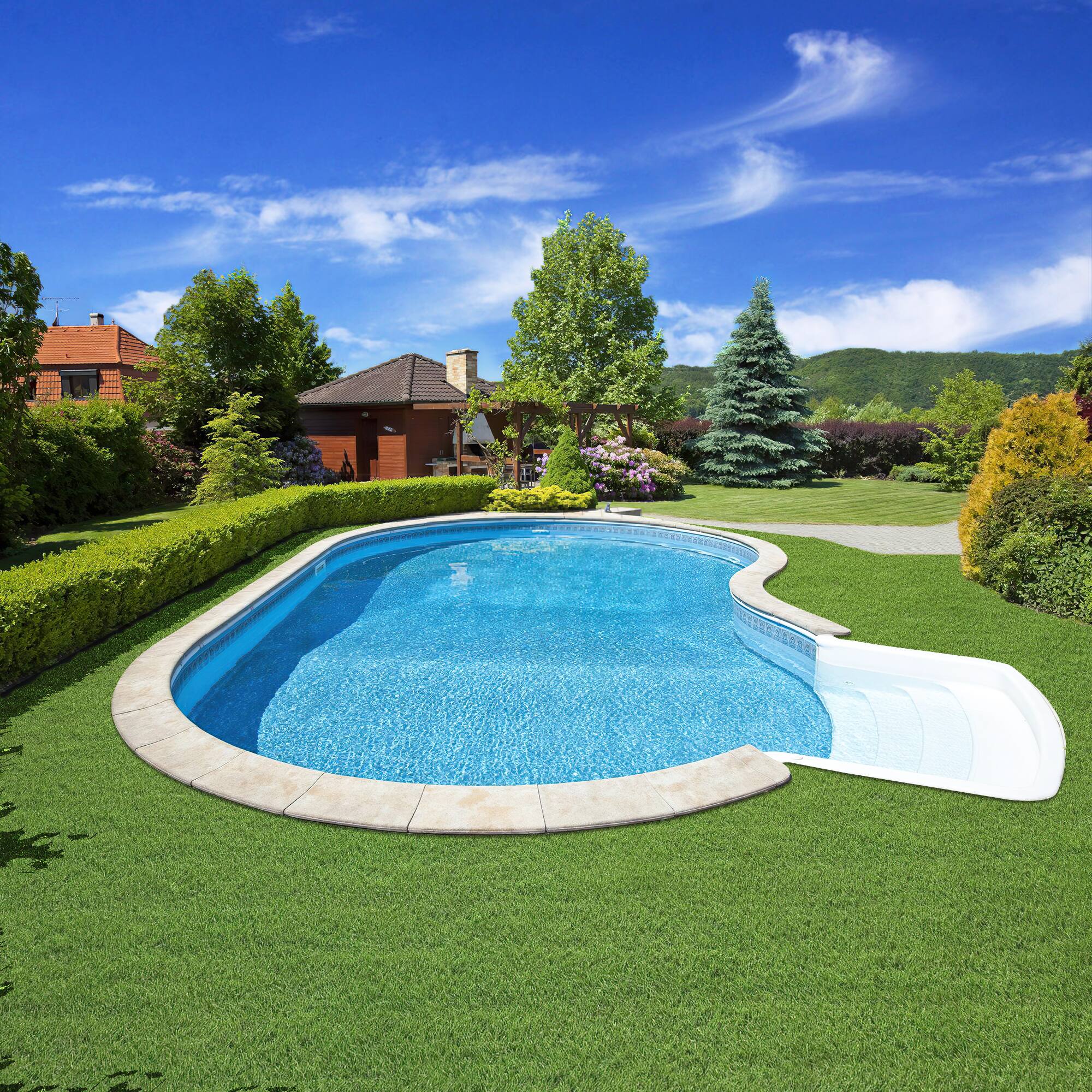 Left. Famapy - Artificial Grass Rug 10x6.5ft Fake Turf Lawn Carpet with 1" Pile Height for Indoor Outdoor Balcony Patio Garden Pets - Green.