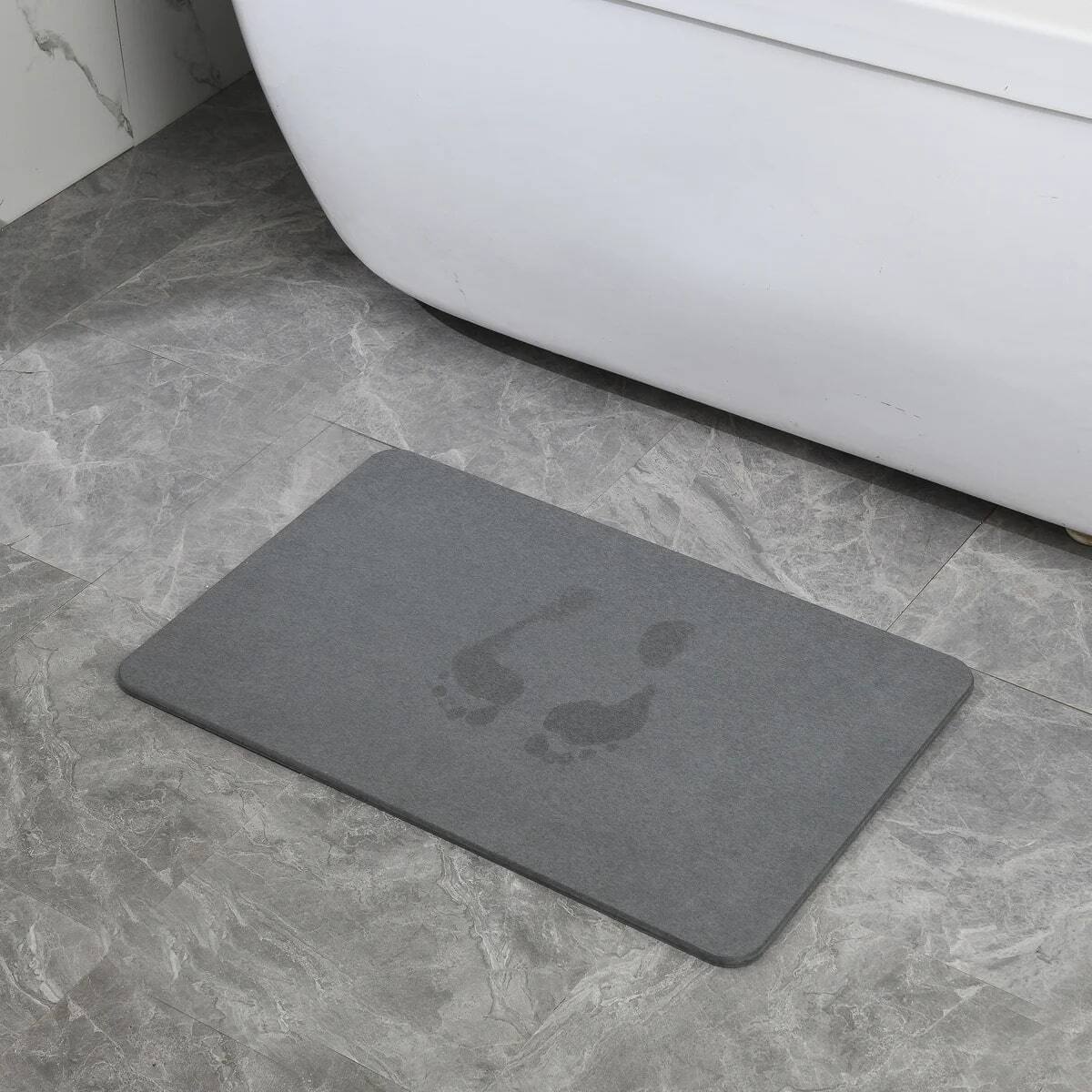 Alt View 1. J&V TEXTILES - 24'' x 15'' Diatomaceous Quick-Drying Stone Bath Mat - GREY.