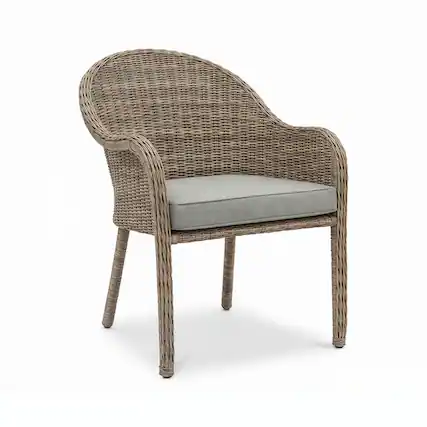 Front. Martha Stewart - Lily Pond Indoor-Outdoor Stackable Patio Dining Armchair with All-Weather Seat Cushion - Gray Cushions/Weathered Gray Frame.