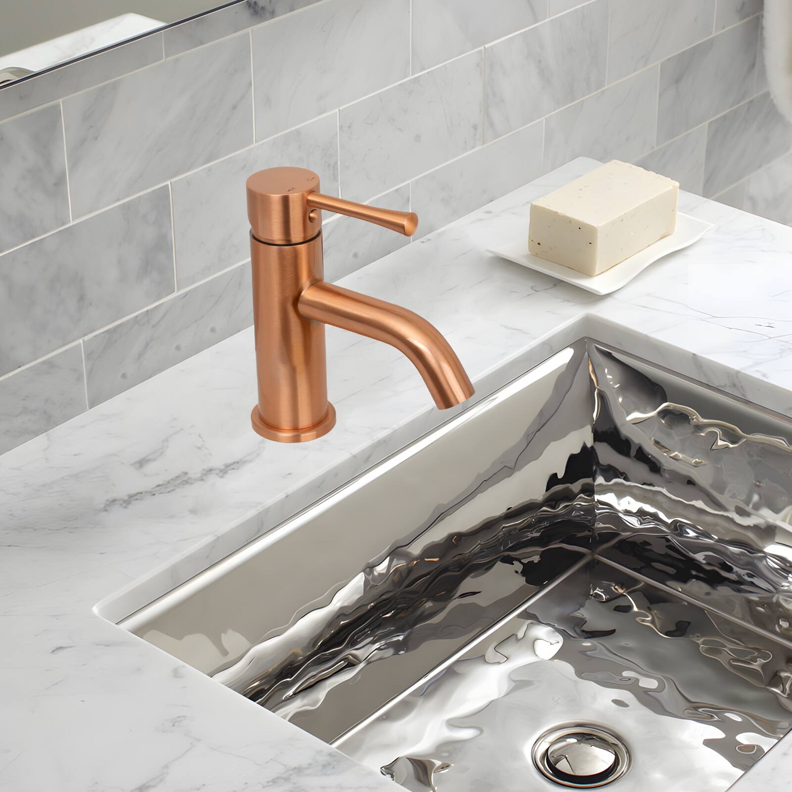 Alt View 5. Akicon - Akicon Solid Brass Single Handle Bathroom Vessel Faucet Basin Mixer Tap in Copper - Copper.
