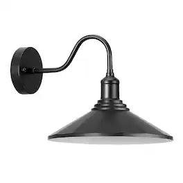 VEVOR - Outdoor Barn Light, 11.5 in Diameter, 1-Pack Farmhouse Gooseneck Light Fixture, Exterior Wall Sconce - Black