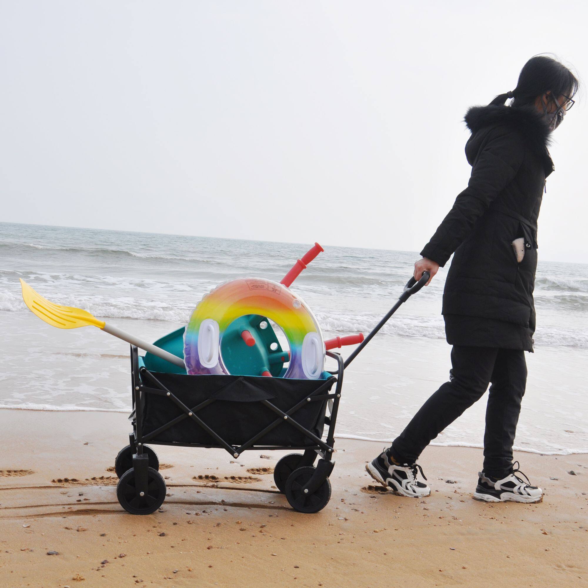 Alt View 8. Loheer - Loheer Folding Wagon Heavy Duty Utility Cart Collapsible Outdoor Beach Cart Garden Grocery Wagon.