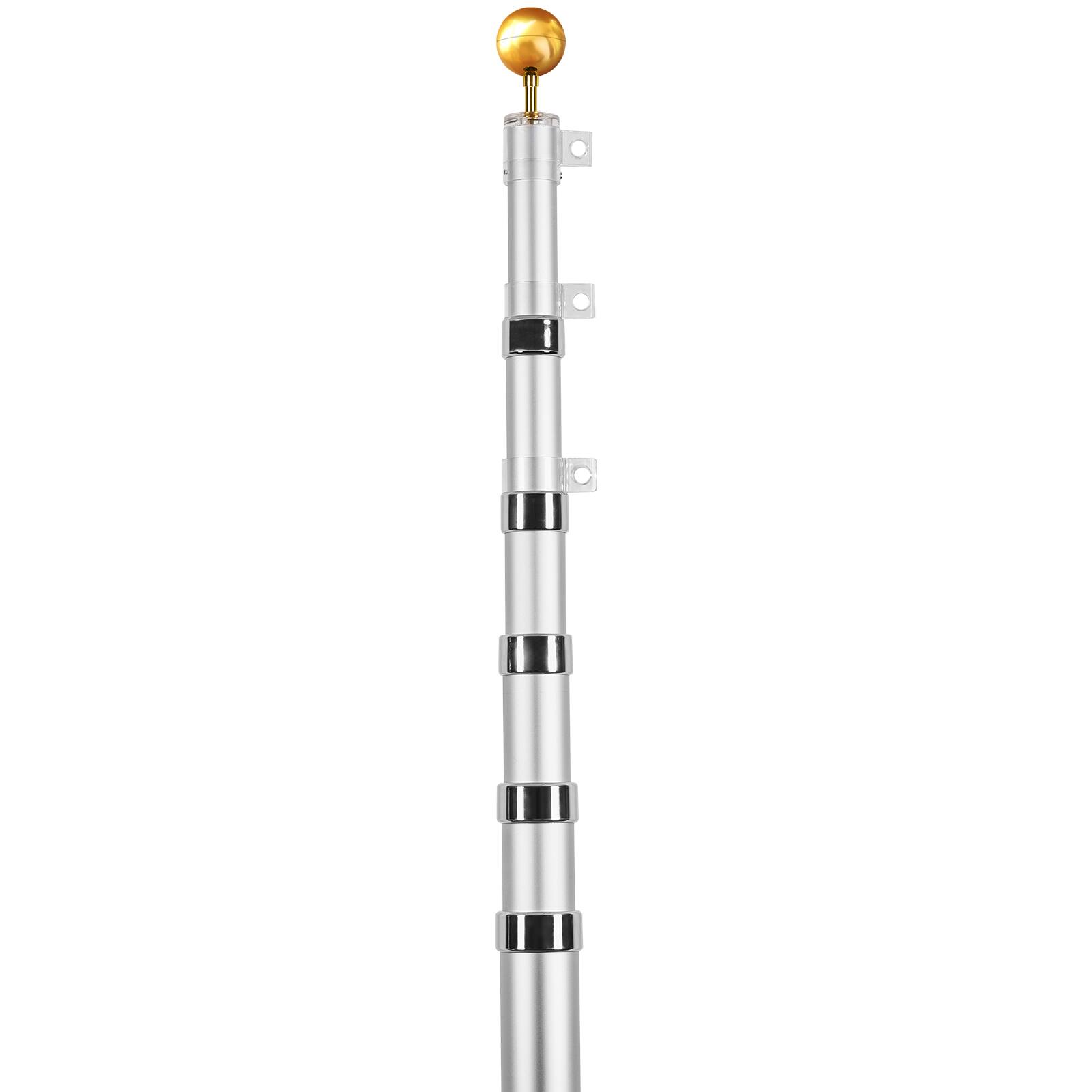 Alt View 5. VEVOR - 30FT Telescoping Flag pole Kit, Heavy Duty Aluminum Alloy in Ground Flag Poles for Outside, 3 Display Modes Flagpole - Silver.