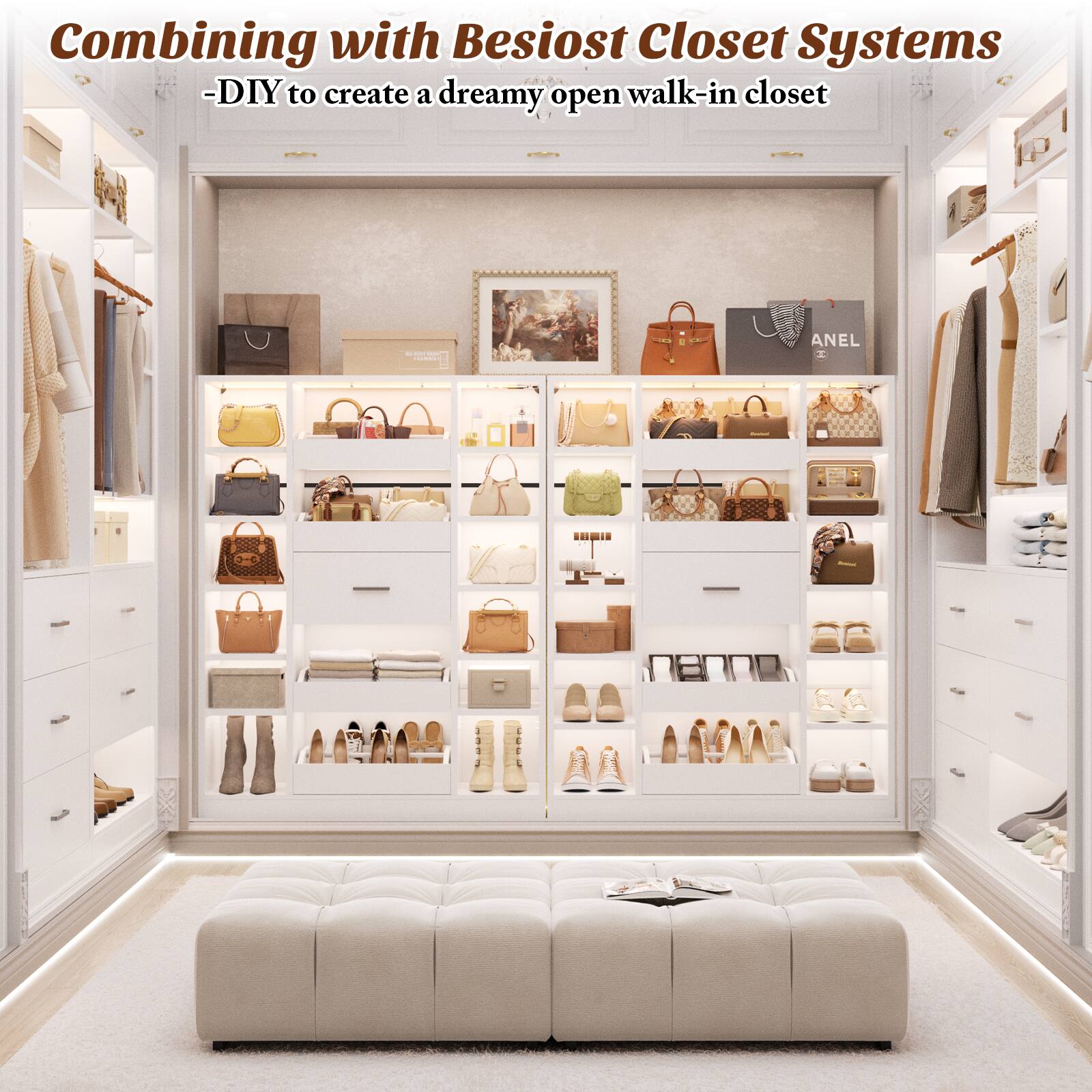Combining with Besiost Closet Systems - DIY to create a dreamy open walk-in closet