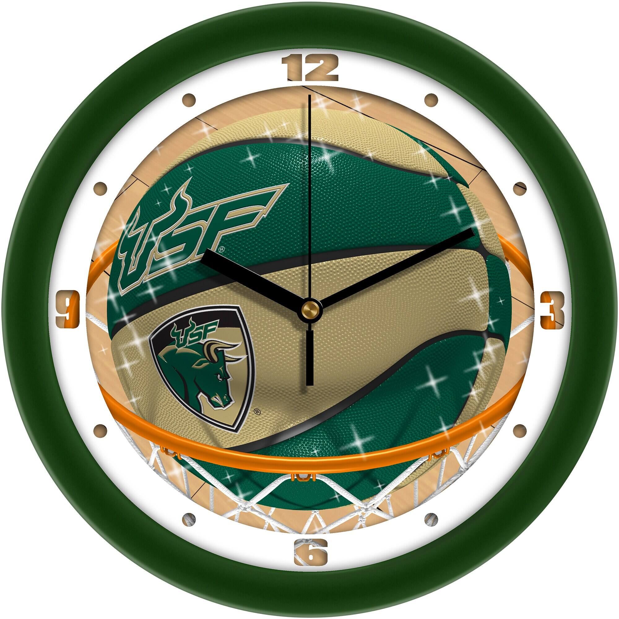 MpDirect - South Florida Bulls 11.5" Suntime Slam Dunk Wall Clock - Multicolor
