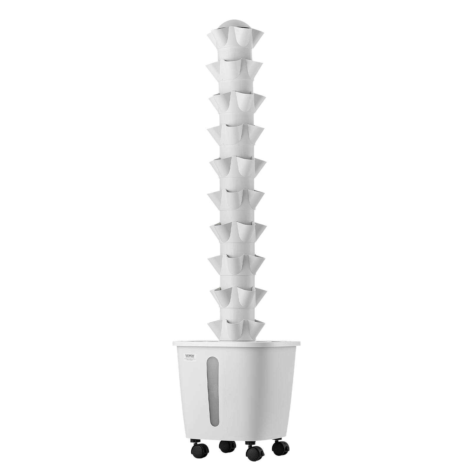 Alt View 5. VEVOR - Hydroponic Tower, 50 Pods 10 Tiers Hydroponics Growing System Kit with App Control & Casters, Vertical Home Garden - White.