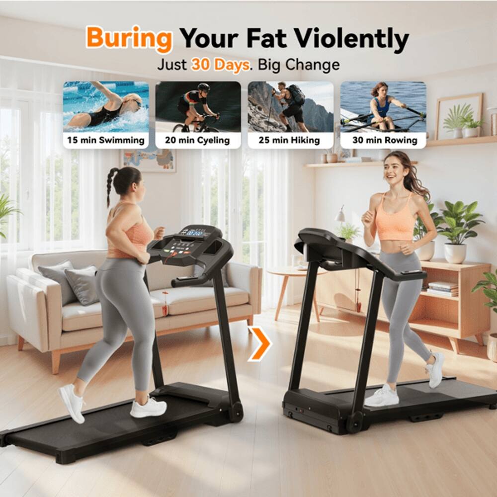 Burning Your Fat Violently Just 30 Days. Big Change

15 min Swimming  
20 min Cycling  
25 min Hiking  
30 min Rowing