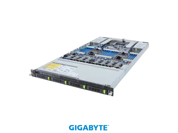Front. GIGABYTE - GIGABYTE R183-S95-AAV1 Rack Server - 5th/4th Gen Intel® Xeon® Scalable - 1U DP 4-Bay Gen5 NVMe/SATA/SAS-4 Titanium.