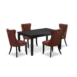 East West Furniture - 5 Piece Kitchen Table Set Contains a Rectangle Dining Table - Black