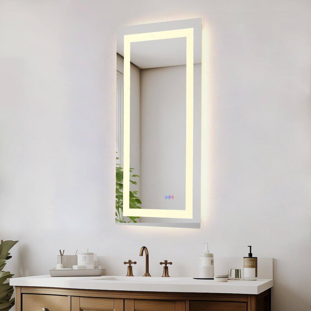 Alt View 10. Elegant Kitchen and Bath - Riven 40X20 Led Mirror, Adjustable Color 3000K/4200K/6400K - White.
